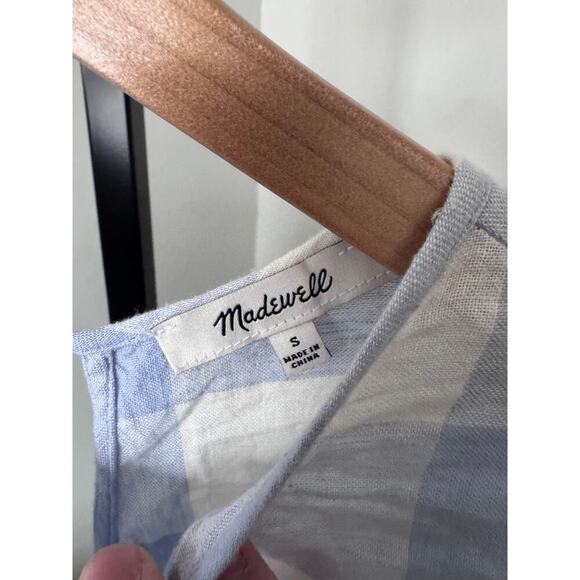 Madewell Linen-Blend Michele Bubble Top in Gingham Check - Picture 4 of 7